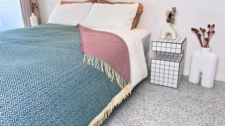 Blanket | Bicolor Diamond | Pink | Blue