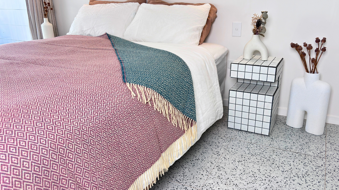 Blanket | Bicolor Diamond | Pink | Blue
