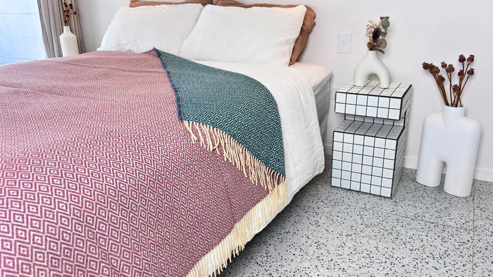 Blanket | Bicolor Diamond | Pink | Blue