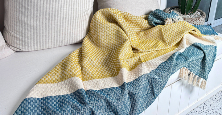 Blanket | Tile | Yellow | Oil Blue