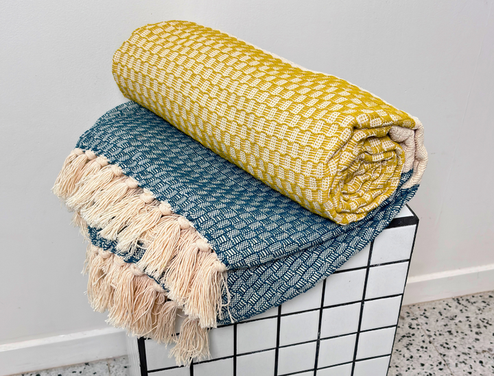 Blanket | Tile | Yellow | Oil Blue
