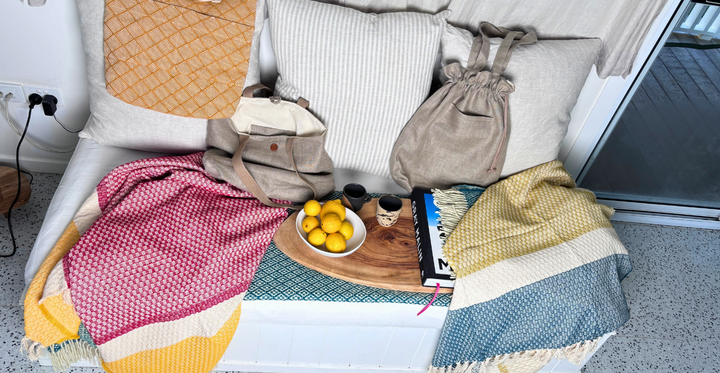 Blanket | Tile | Yellow | Oil Blue