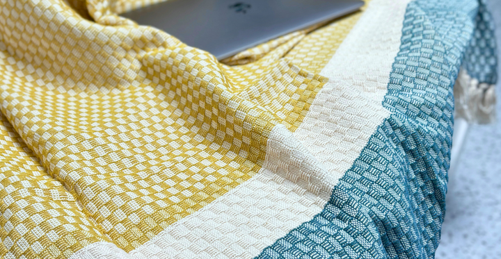 Blanket | Tile | Yellow | Oil Blue
