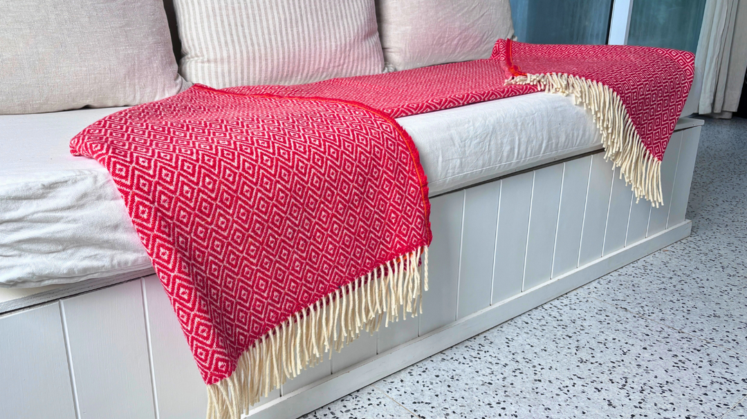 Blanket | Bicolor Diamond | Red | Orange