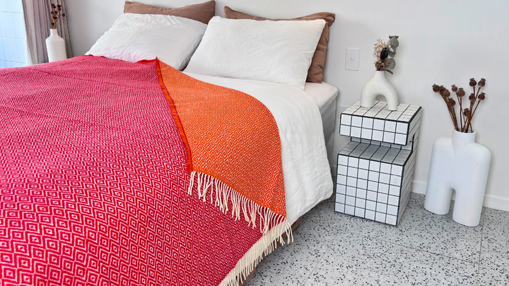Blanket | Bicolor Diamond | Red | Orange