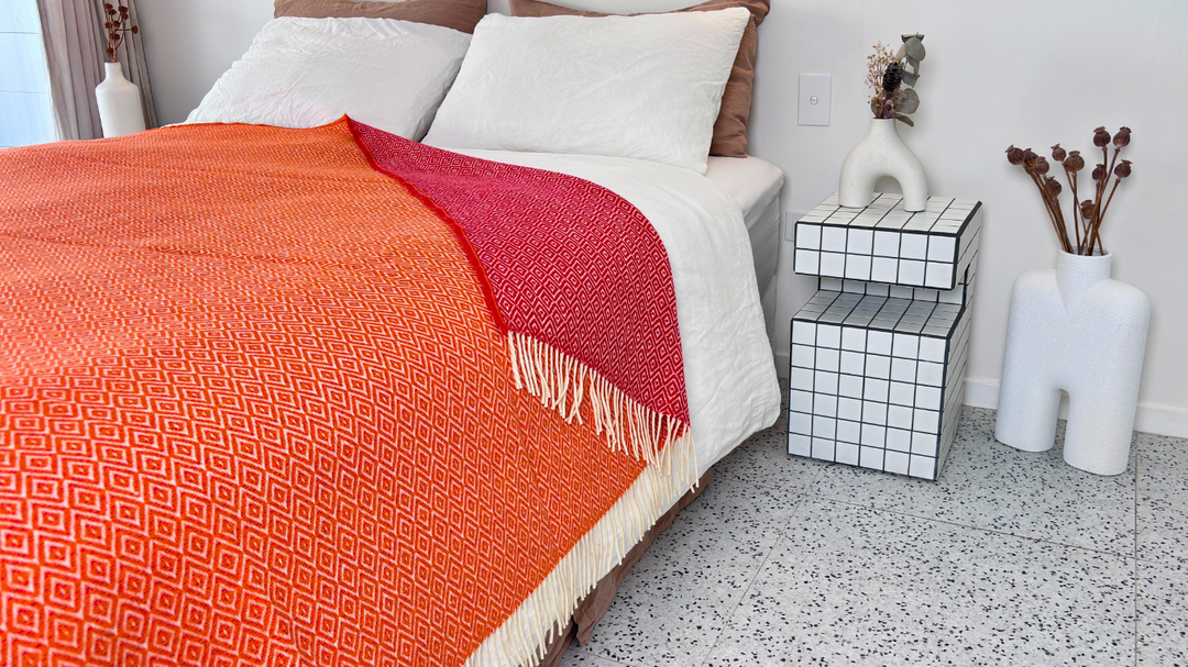 Blanket | Bicolor Diamond | Red | Orange