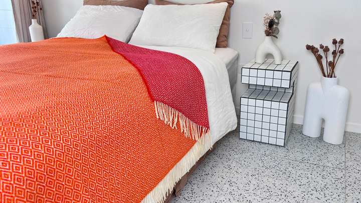 Blanket | Bicolor Diamond | Red | Orange