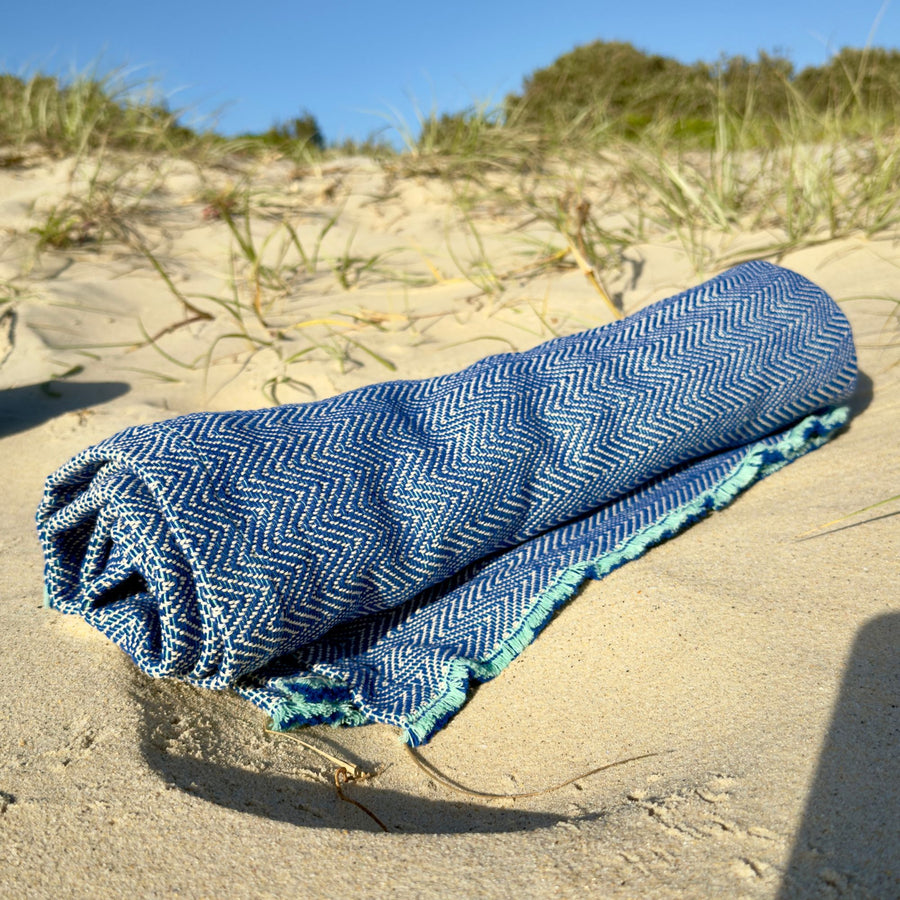 blue cotton towel