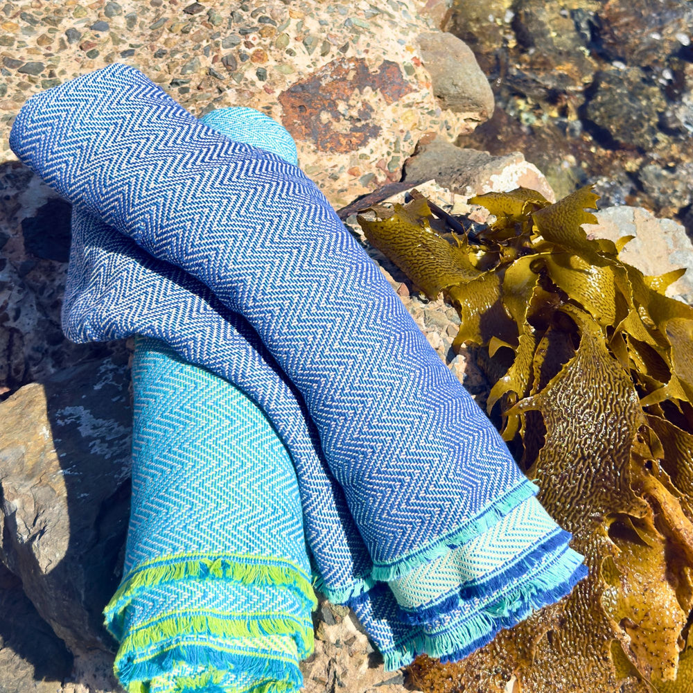 blue cotton towel